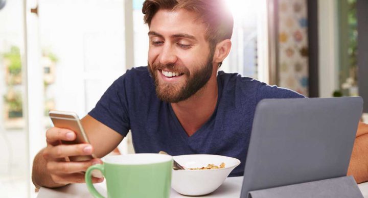 Everything a tech man need on a breakfast